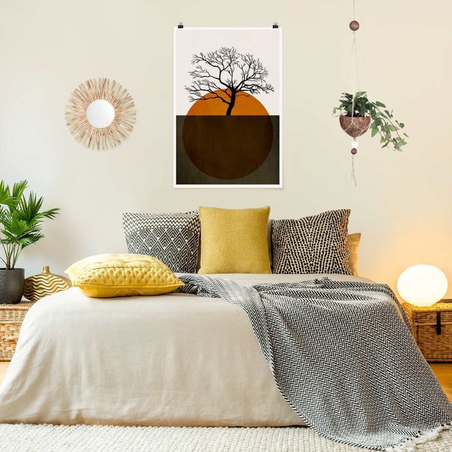 Poster Kunstdruck Sonne mit Baum