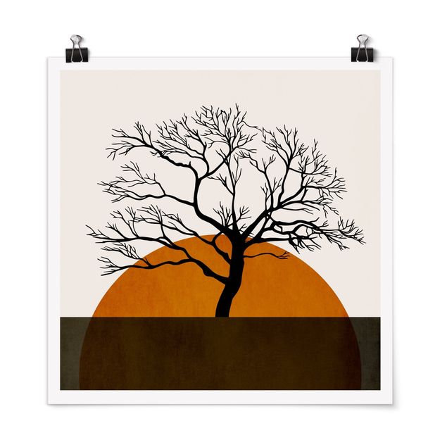 Natur Poster Sonne mit Baum