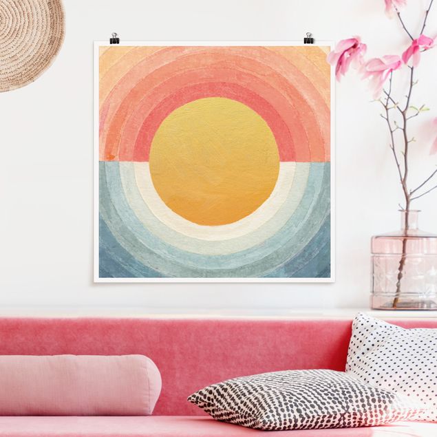Poster Kunstdruck Sonne zwischen Himmel und Meer