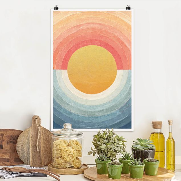 Kunstkopie Poster Sonne zwischen Himmel und Meer