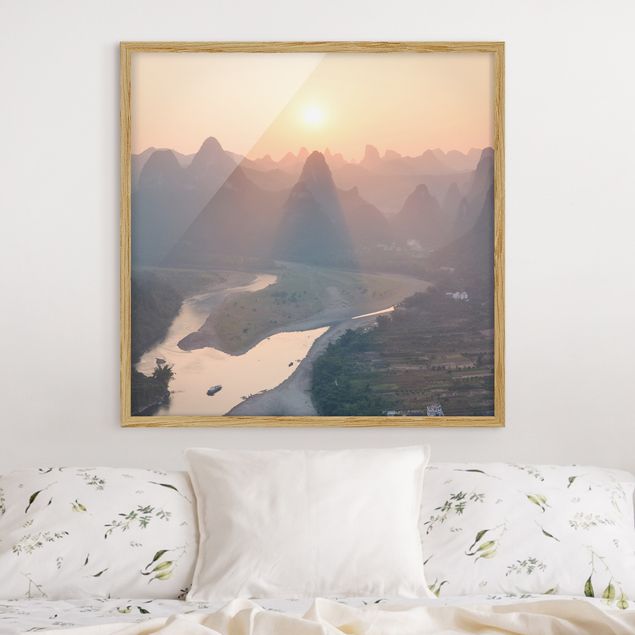 Natur Bilder mit Rahmen Sonnenaufgang in Berglandschaft