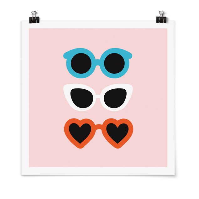 Poster - Sonnenbrillen Tricolore - Quadrat 1:1