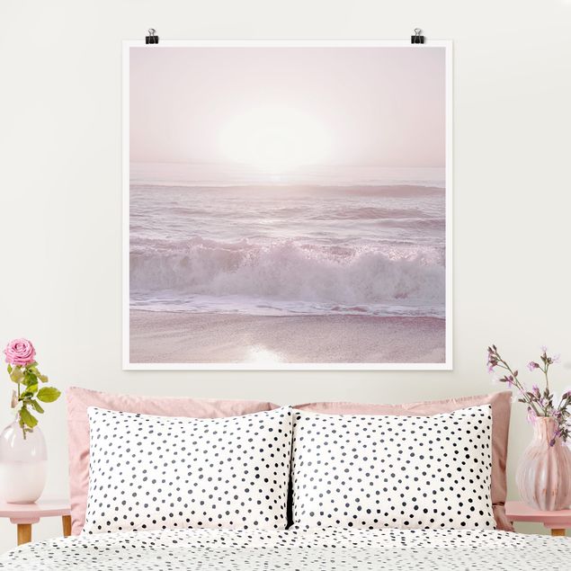 Poster Natur Sonnenuntergang in zartem Rosa