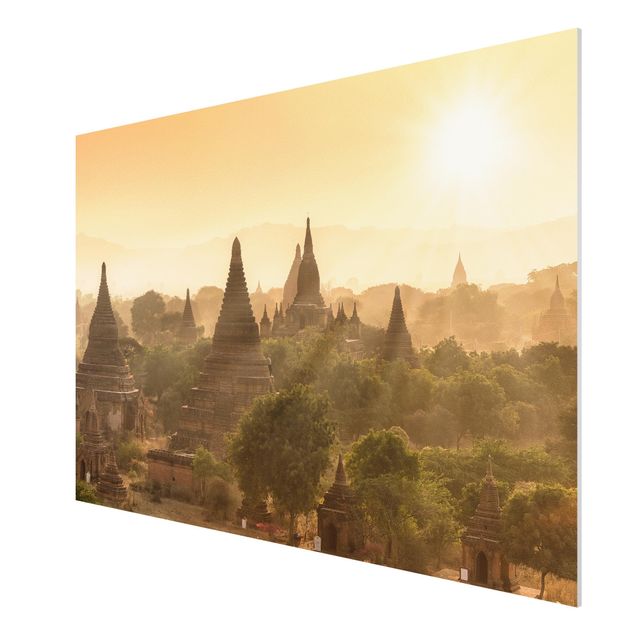 Forex Fine Art Print - Sonnenuntergang über Bagan - Querformat 3:2
