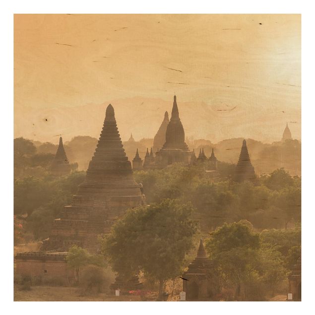 Moderne Holzbilder Sonnenuntergang über Bagan