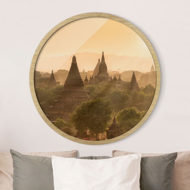 Runde Bilder Sonnenuntergang über Bagan