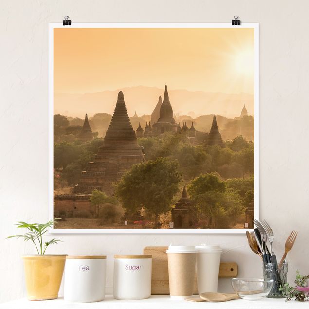 Natur Poster Sonnenuntergang über Bagan