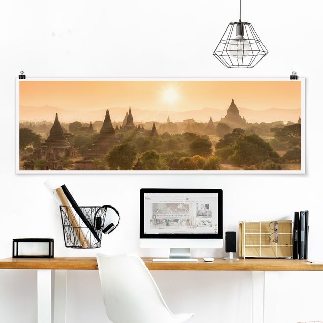 Poster Natur Sonnenuntergang über Bagan