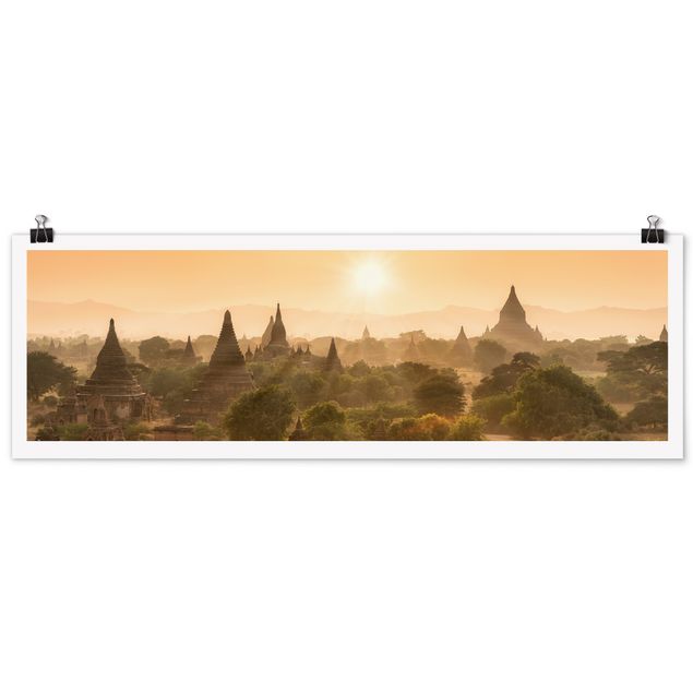 Poster Sonnenuntergang über Bagan
