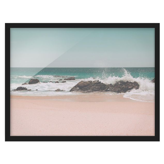 Bild mit Rahmen - Sonniger Strand Mexico - Querformat