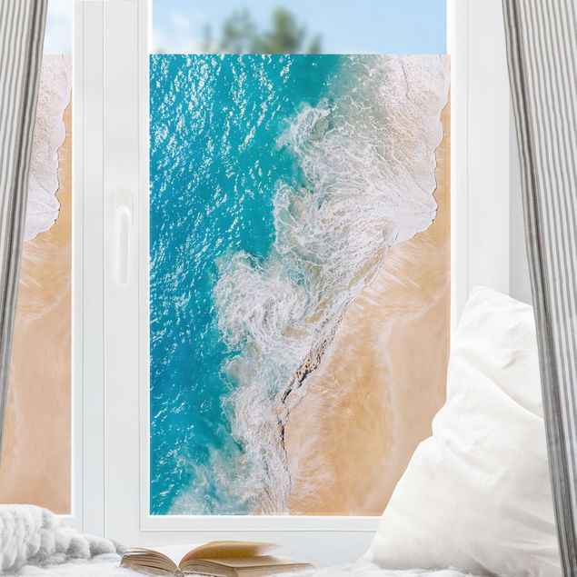 Fensterbild Strand Sonniger Wellenbruch