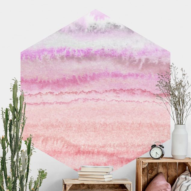 Aquarell Tapete Spiel der Farben in Pink