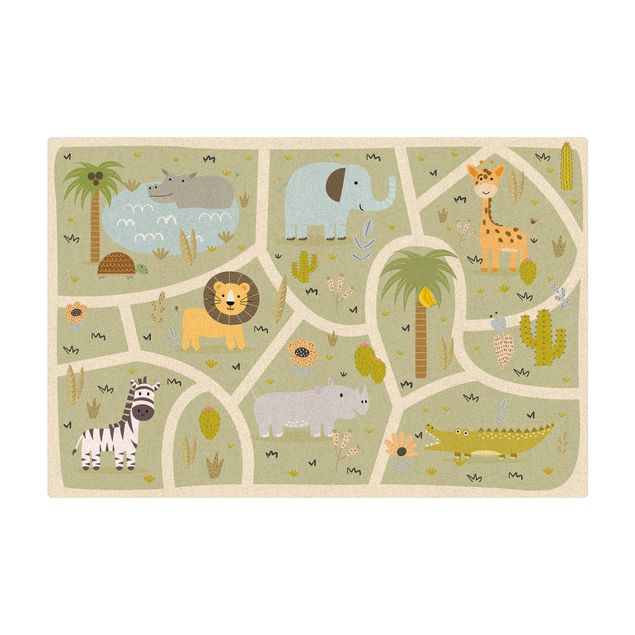 Kork-Teppich - Spielteppich Safari - Die große Vielfalt der Tiere - Querformat 3:2