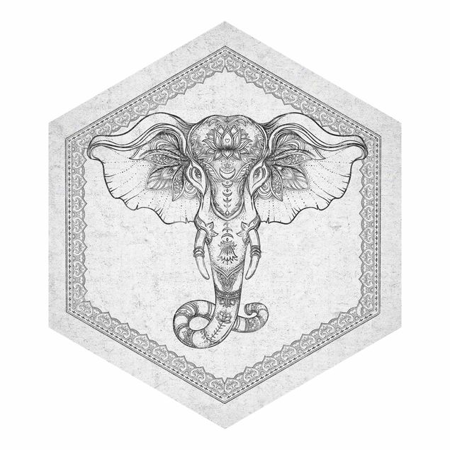Design Tapete Spiritueller Elefant in Betonoptik