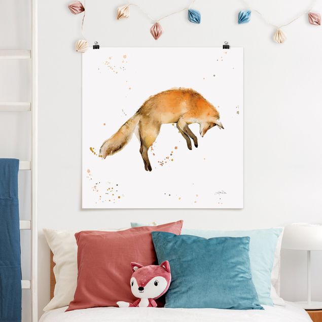 Wandbilder Tiere Springender Fuchs