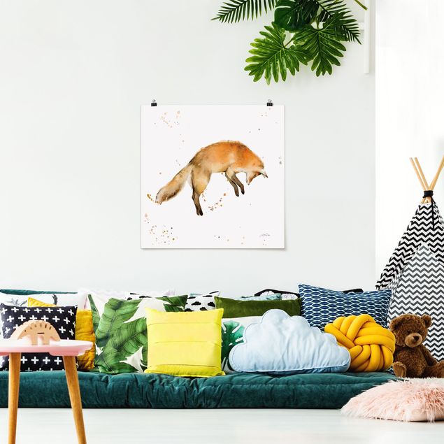 Kunstdrucke Poster Springender Fuchs
