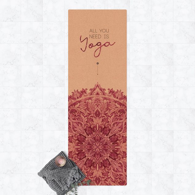 Teppiche Spruch All you need is Yoga Rot