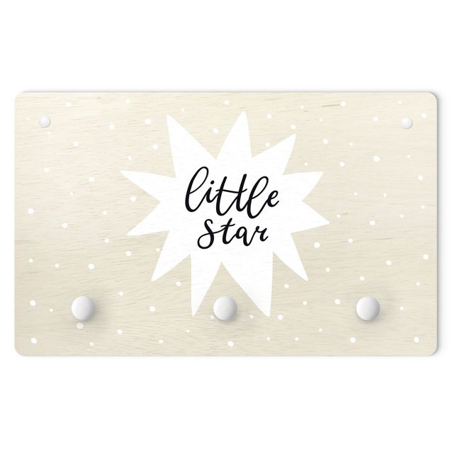 Garderobenpaneel Spruch Little Star mit Stern Weiß