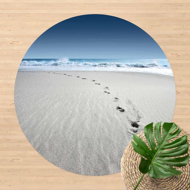 Runder Vinyl-Teppich - Spuren im Sand