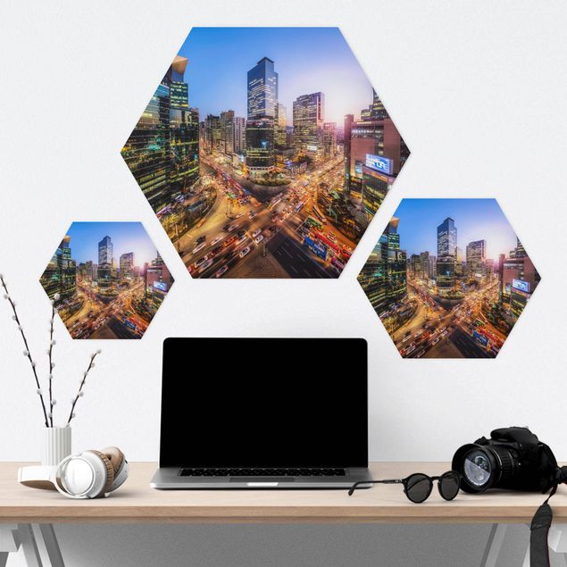 Hexagon Bild Forex - Stadtlichter von Gangnam