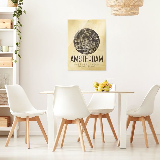 Wandbilder Stadtplan Amsterdam - Retro