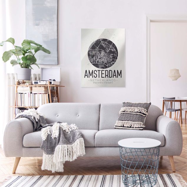 Wandbilder Stadtplan Amsterdam - Retro