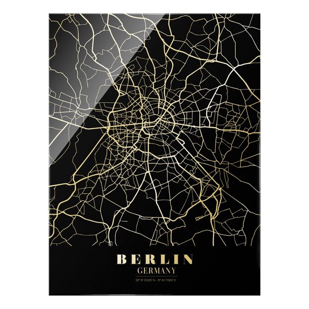 Schöne Wandbilder Stadtplan Berlin - Klassik Schwarz