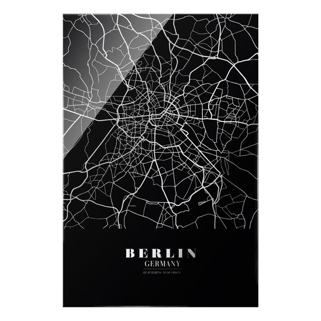 Schöne Wandbilder Stadtplan Berlin - Klassik Schwarz