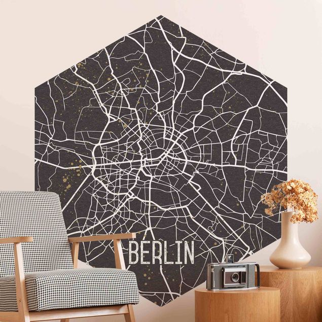 Vintage Tapete Stadtplan Berlin - Retro