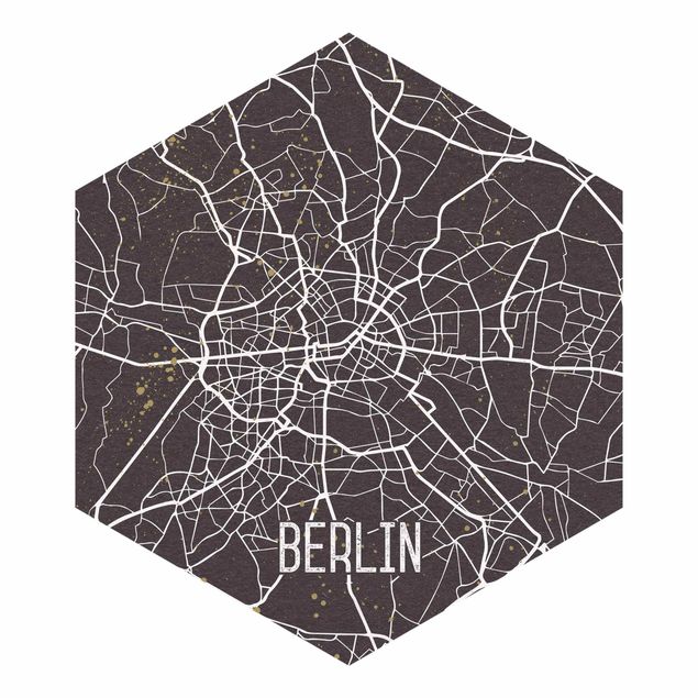 Fototapete Schlafzimmer Grau Stadtplan Berlin - Retro