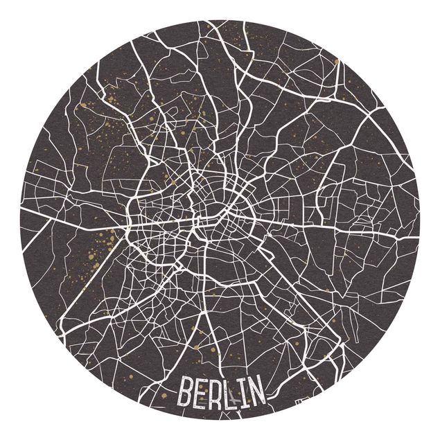Schwarz-Weiß Tapete Stadtplan Berlin - Retro