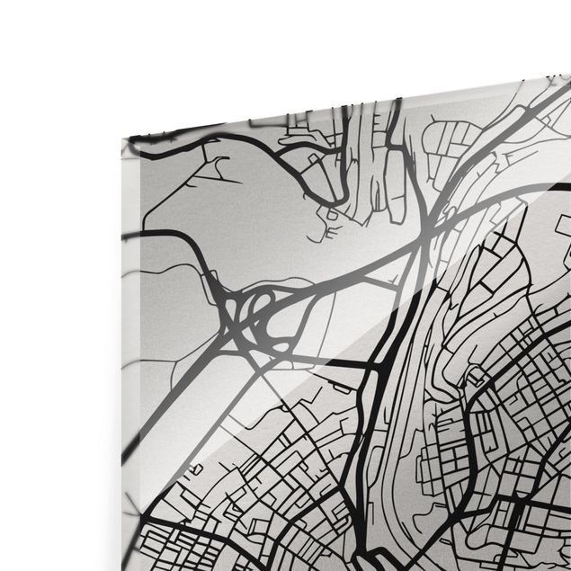 Glasbild - Stadtplan Bern - Klassik - Hochformat 4:3