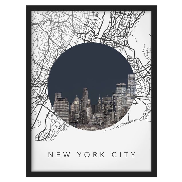 Wandbilder Stadtplan Collage New York City
