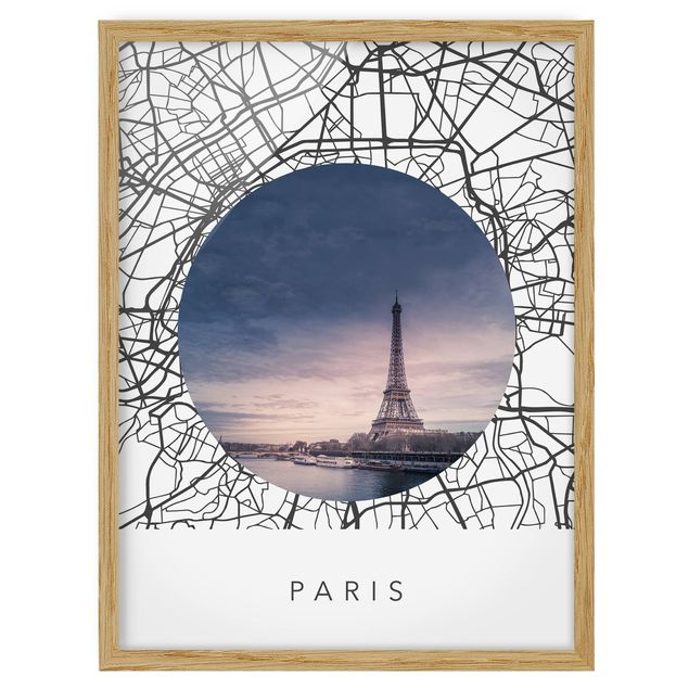 Wandbilder Stadtplan Collage Paris