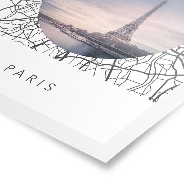 Poster Stadtplan Collage Paris