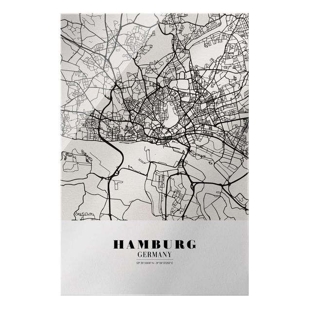 Bilder für die Wand Stadtplan Hamburg - Klassik