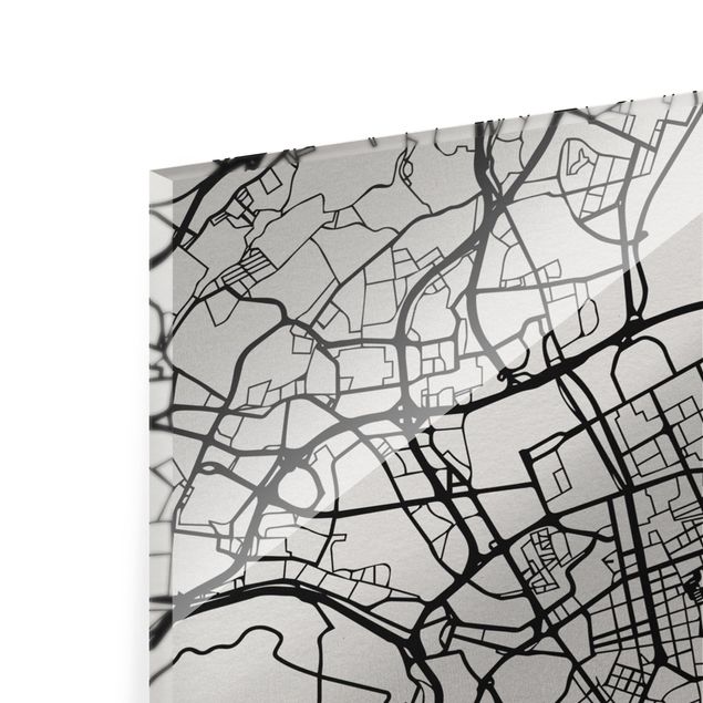 Glasbild - Stadtplan Lissabon - Klassik - Hochformat 4:3