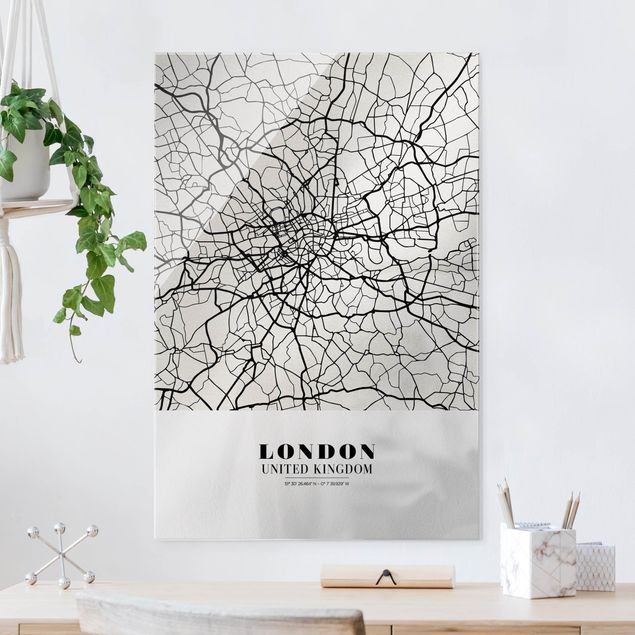 Glasbild London Stadtplan London - Klassik