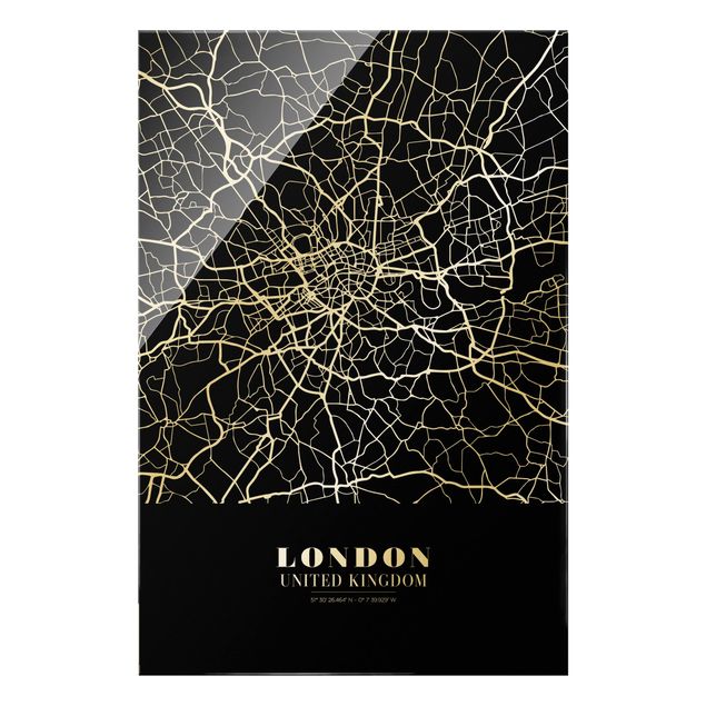 Schöne Wandbilder Stadtplan London - Klassik Schwarz
