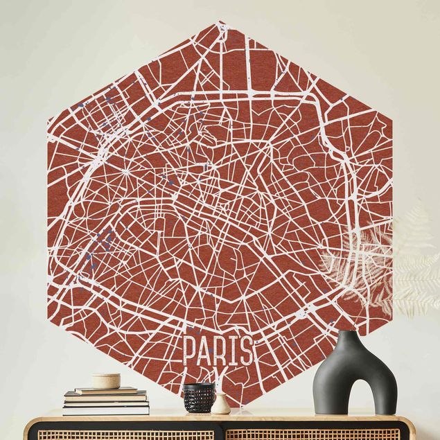 Retro Tapete Stadtplan Paris - Retro