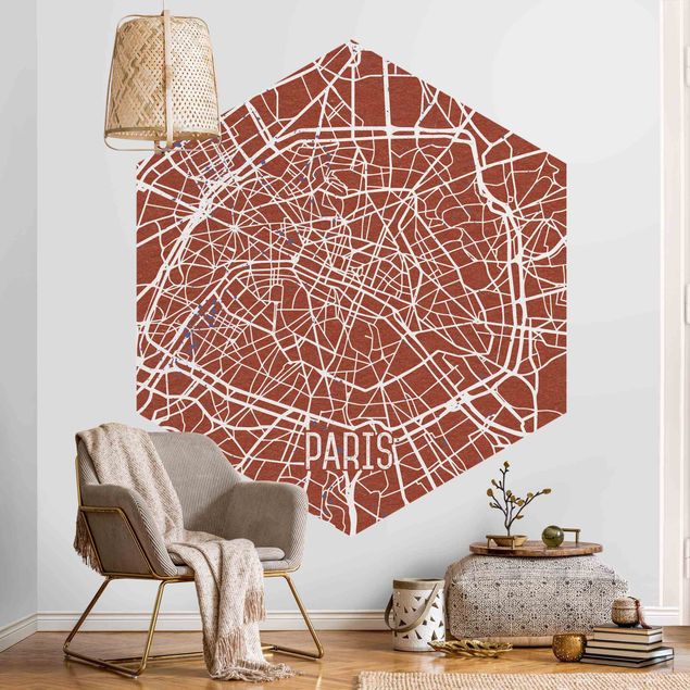 Moderne Tapeten Stadtplan Paris - Retro