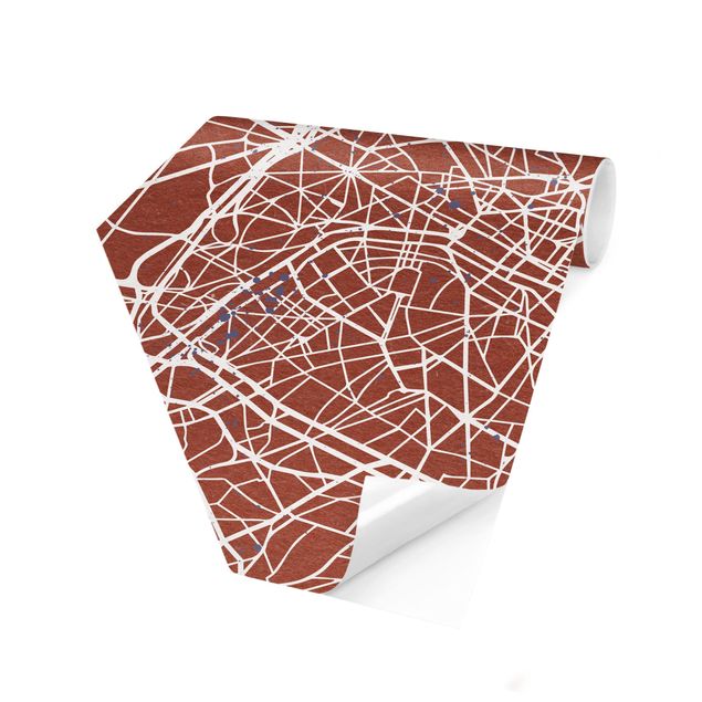 Braune Tapete Stadtplan Paris - Retro
