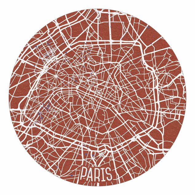 Tapete Schwarz-Weiß Stadtplan Paris - Retro