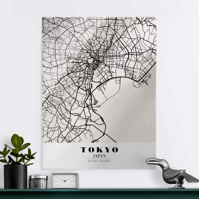 XXL Glasbilder Stadtplan Tokyo - Klassik