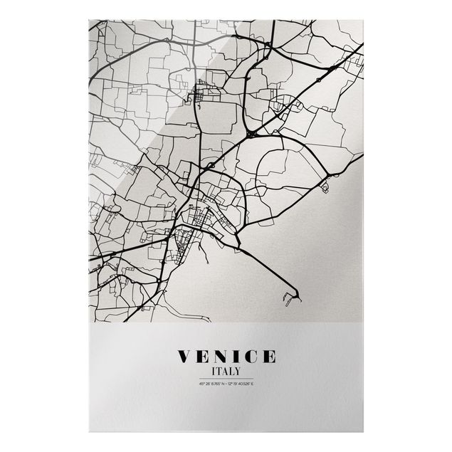 Bilder auf Glas Stadtplan Venedig - Klassik