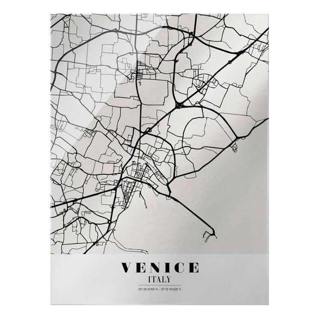 Glasbilder Stadtplan Venice - Klassik