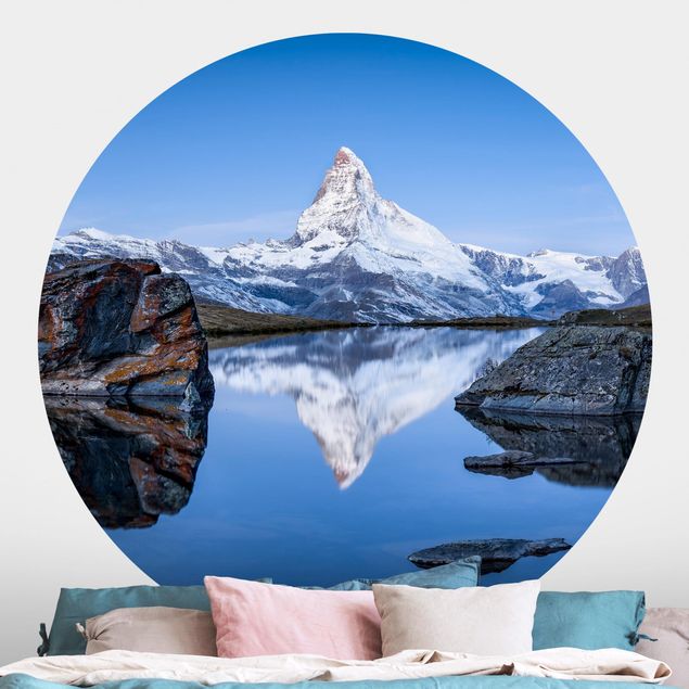 Fototapete rund Stellisee vor dem Matterhorn