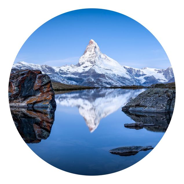 Fototapete blau Stellisee vor dem Matterhorn