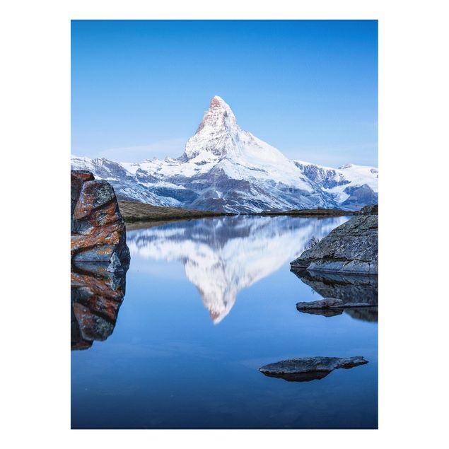 Forex Fine Art Print - Stellisee vor dem Matterhorn - Hochformat 3:4