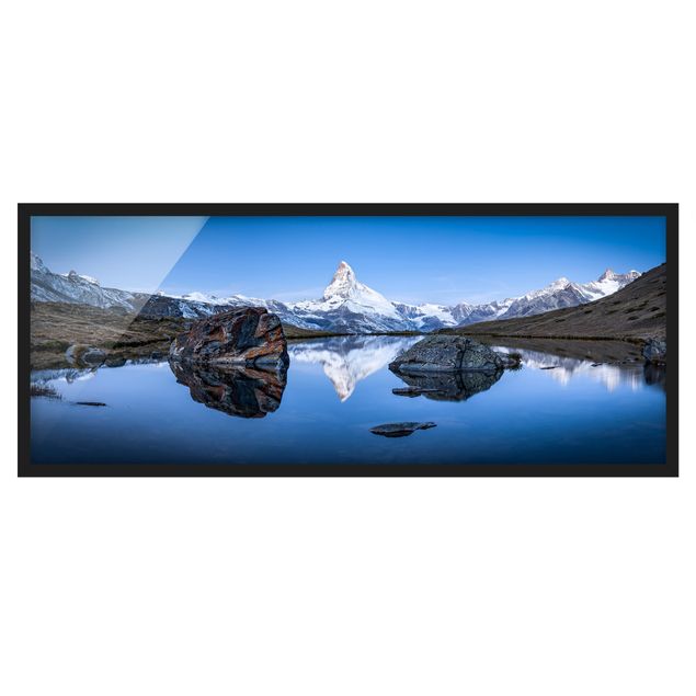 Bild mit Rahmen - Stellisee vor dem Matterhorn - Panorama